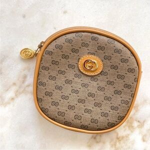 Gucci Tan and Brown Cosmetic Bag